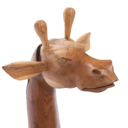 Déco tête de Girafe en teck 80 cm