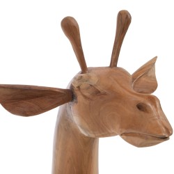 Déco tête de Girafe en teck 40 cm