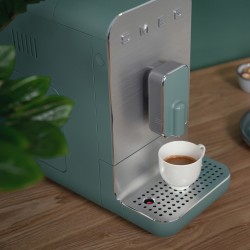 Cafetière expresso broyeur vert émeraude mat