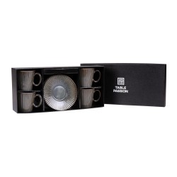 Coffret de 4 tasses à café avec sous tasses Liv bleu 22 cl