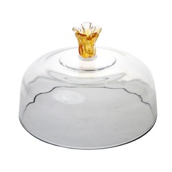 Cloche sur pied Fleur en verre 30 cm