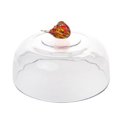 Cloche sur pied Oiseau en verre 30 cm