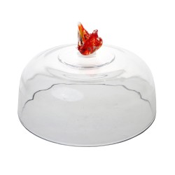 Cloche sur pied Papillon en verre 30 cm