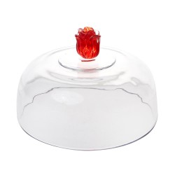 Cloche sur pied Rose en verre 30 cm