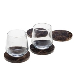 Set de 4 dessous de verre Marbre marron 10,5 cm